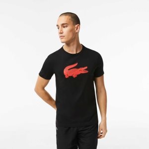 Lacoste SPORT 3D Print Crocodile Αναπνεύσιμος Jersey μαυρα κοκκινα | IN5867024
