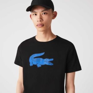 Lacoste SPORT 3D Print Crocodile Αναπνεύσιμος Jersey μαυρα μπλε | JE7210953