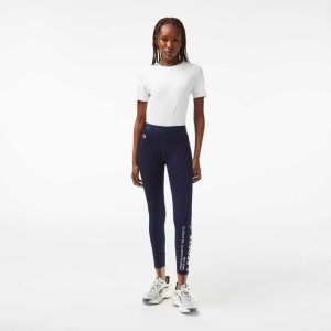 Lacoste SPORT 7/8 Length Recycled Polyester Leggings σκουρο μπλε μπλε | ID1256987