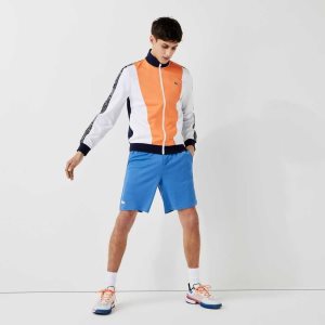 Lacoste SPORT Branded Band Colorblock Zippered Jacket πορτοκαλι ασπρα σκουρο μπλε μπλε | HT1346592