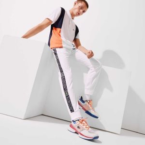 Lacoste SPORT Branded Bands Tracksuit ασπρα πορτοκαλι σκουρο μπλε μπλε | ZS6793524