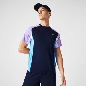Lacoste SPORT Color-Block Ultra-Dry Pique τενις σκουρο μπλε μπλε μωβ ασπρα μπλε | FG6120539
