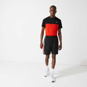Lacoste SPORT Colorblock Panels ελαφρια Shorts μαυρα κοκκινα ασπρα | BR6740182