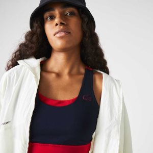 Lacoste SPORT Colorblock Recycled Polyester Sports Bra σκουρο μπλε μπλε κοκκινα πρασινο | EU7164532