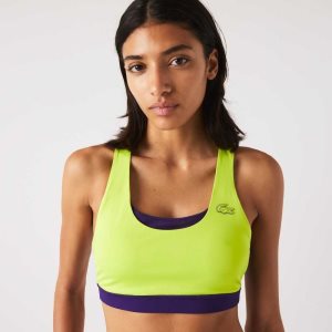 Lacoste SPORT Colorblock Recycled Polyester Sports Bra κίτρινα μωβ | SP5496813