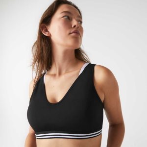 Lacoste SPORT Contrast Accents Sports Bra μαυρα ασπρα μαυρα | RD3410597