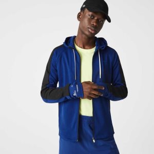 Lacoste SPORT Contrast Band Κουκουλοφόρος Jacket μπλε μαυρα ασπρα | GP4312570