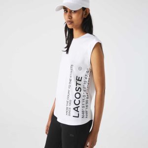 Lacoste SPORT Loose Fit Branded Coordinate T-Shirt ασπρα | RQ2964758