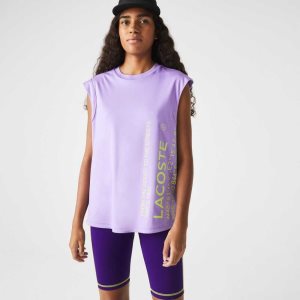 Lacoste SPORT Loose Fit Branded Coordinate T-Shirt μωβ | XM4308251