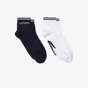 Lacoste SPORT Low-Cut βαμβακερα Sock Two-Pack σκουρο μπλε μπλε ασπρα | TS1598024