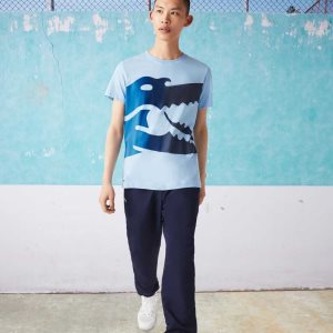 Lacoste SPORT Novak Djokovic Croco Organic βαμβακερα μπλε | WC4361795