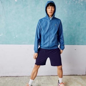 Lacoste SPORT Novak Djokovic θαλασσης-Repellent Windbreaker μπλε ασπρα | XC9760521