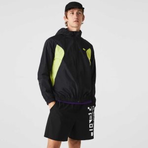 Lacoste SPORT Packable Windbreaker μαυρα κίτρινα | AG4981370