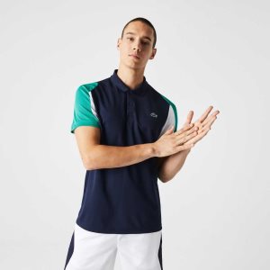 Lacoste SPORT Regular Fit Run-Resistant Pique τενις σκουρο μπλε μπλε πρασινο ασπρα | AK9714863