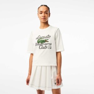 Lacoste SPORT Roland Garros Edition Heavy Jersey T-Shirt ασπρα | VR3065814
