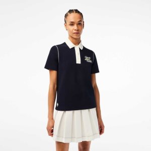 Lacoste SPORT Roland Garros Edition βαμβακερα Pique σκουρο μπλε μπλε ασπρα | IM4820165