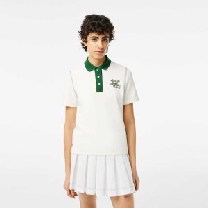 Lacoste SPORT Roland Garros Edition βαμβακερα Pique ασπρα πρασινο | TO1962804