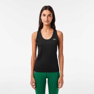 Lacoste SPORT Slim Fit Πλευρωτός Tank μαυρα | BT6047532