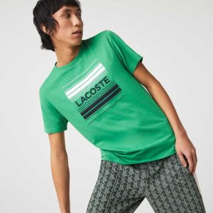 Lacoste SPORT Stylized Logo Print Organic βαμβακερα πρασινο | VJ2401978