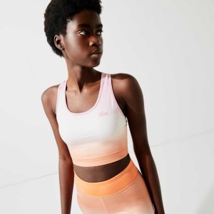 Lacoste SPORT Summer Pack Racer Back Sports Bra ροζ ασπρα πορτοκαλι | NL2674519