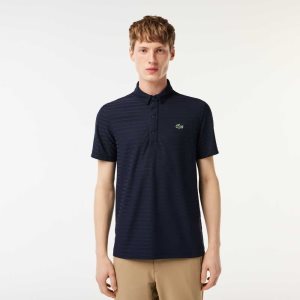 Lacoste SPORT Textured Αναπνεύσιμος Γκολφ Polo σκουρο μπλε μπλε | XZ8791520