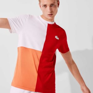 Lacoste SPORT Tricolor Αναπνεύσιμος Light Pique κοκκινα ασπρα πορτοκαλι ασπρα μαυρα | VD9635174