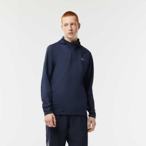 Lacoste SPORT Zipped High-Neck Κουκουλοφόρος μπλε | MU4536821