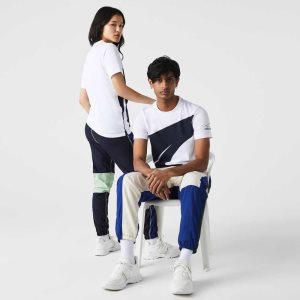 Lacoste SPORT x Theo Curin σταμπεσ Jersey T-Shirt ασπρα σκουρο μπλε μπλε | OG0697834