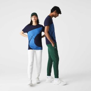 Lacoste SPORT x Theo Curin σταμπεσ Jersey T-Shirt σκουρο μπλε μπλε μπλε ασπρα | VJ8647312