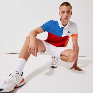 Lacoste SPORT Αναπνεύσιμος Colorblock Pique ασπρα μπλε κοκκινα πορτοκαλι μαυρα | ZF2817304