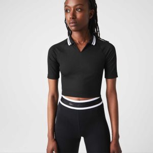 Lacoste SPORT Πλευρωτός κοντο And Stretch Polo μαυρα | UW0617259