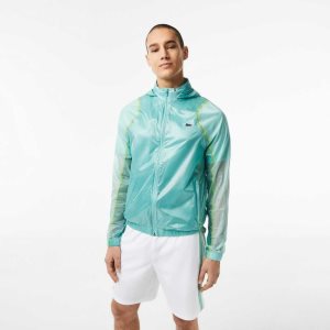 Lacoste SPORT αδιαβροχα Κουκουλοφόρος Windbreaker μεντα | EN2086315