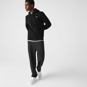 Lacoste SPORT ελαφρια Bi-material Hoodie μαυρα | IZ8562013