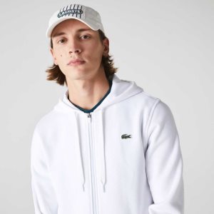 Lacoste SPORT ελαφρια Bi-material Hoodie ασπρα | KL2031649