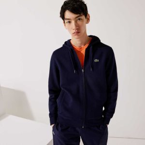 Lacoste SPORT ελαφρια Bi-material Hoodie σκουρο μπλε μπλε | PW3065197