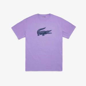 Lacoste SPORT ψηλεσ Fit Print βαμβακερα μωβ σκουρο μπλε μπλε | TK2305198