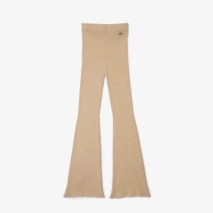 Lacoste Seamless Πλευρωτός Knit Leggings Μπεζ | ZG8230716