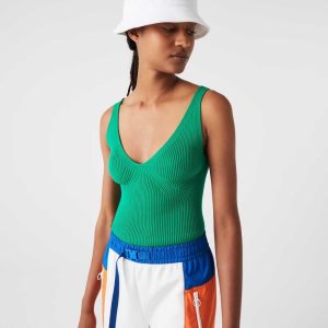 Lacoste Seamless Πλευρωτός Knit Tank πρασινο | SB3842150
