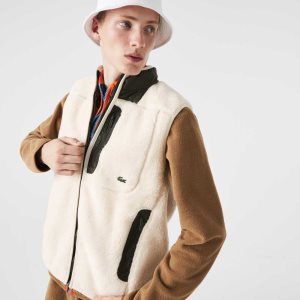 Lacoste Sherpa Fleece Vest ασπρα Χακί πρασινο | UX8751629