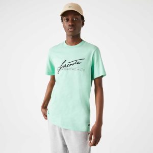 Lacoste Signature And Crocodile Print Crew Neck βαμβακερα πρασινο | WI4761295