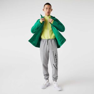 Lacoste Signature And Crocodile Print βαμβακερα Fleece Jogging γκρι | FZ8571624