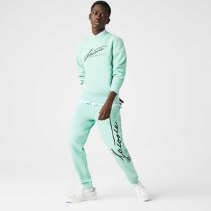 Lacoste Signature And Crocodile Print βαμβακερα Fleece Jogging πρασινο | TV2398640