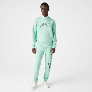 Lacoste Signature Print Crew Neck βαμβακερα Fleece πρασινο | ZU1908764