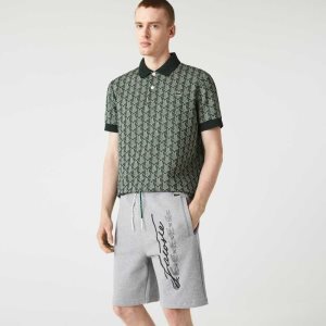 Lacoste Signature Print βαμβακερα Fleece γκρι | EL6470398