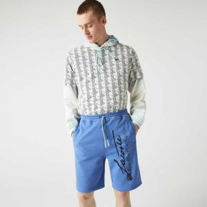 Lacoste Signature Print βαμβακερα Fleece μπλε | KA4389716