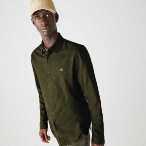 Lacoste Slim Fit Flamed βαμβακερα Χακί πρασινο ασπρα | TP2037469