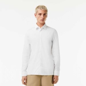 Lacoste Slim Fit French Collar βαμβακερα Poplin ασπρα | EW0832479