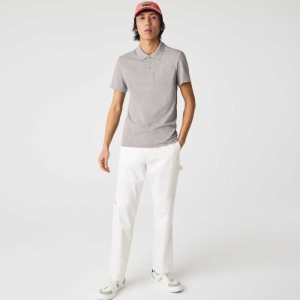 Lacoste Slim Fit Organic Stretch βαμβακερα Pique γκρι | ME2064859
