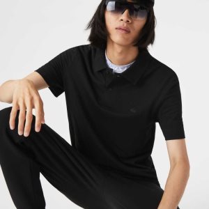 Lacoste Slim Fit Organic Stretch βαμβακερα Pique μαυρα | ZV7305628