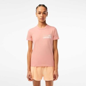 Lacoste Slim Fit Organic βαμβακερα Jersey T-Shirt ανοιχτο ροζ | JG2015974